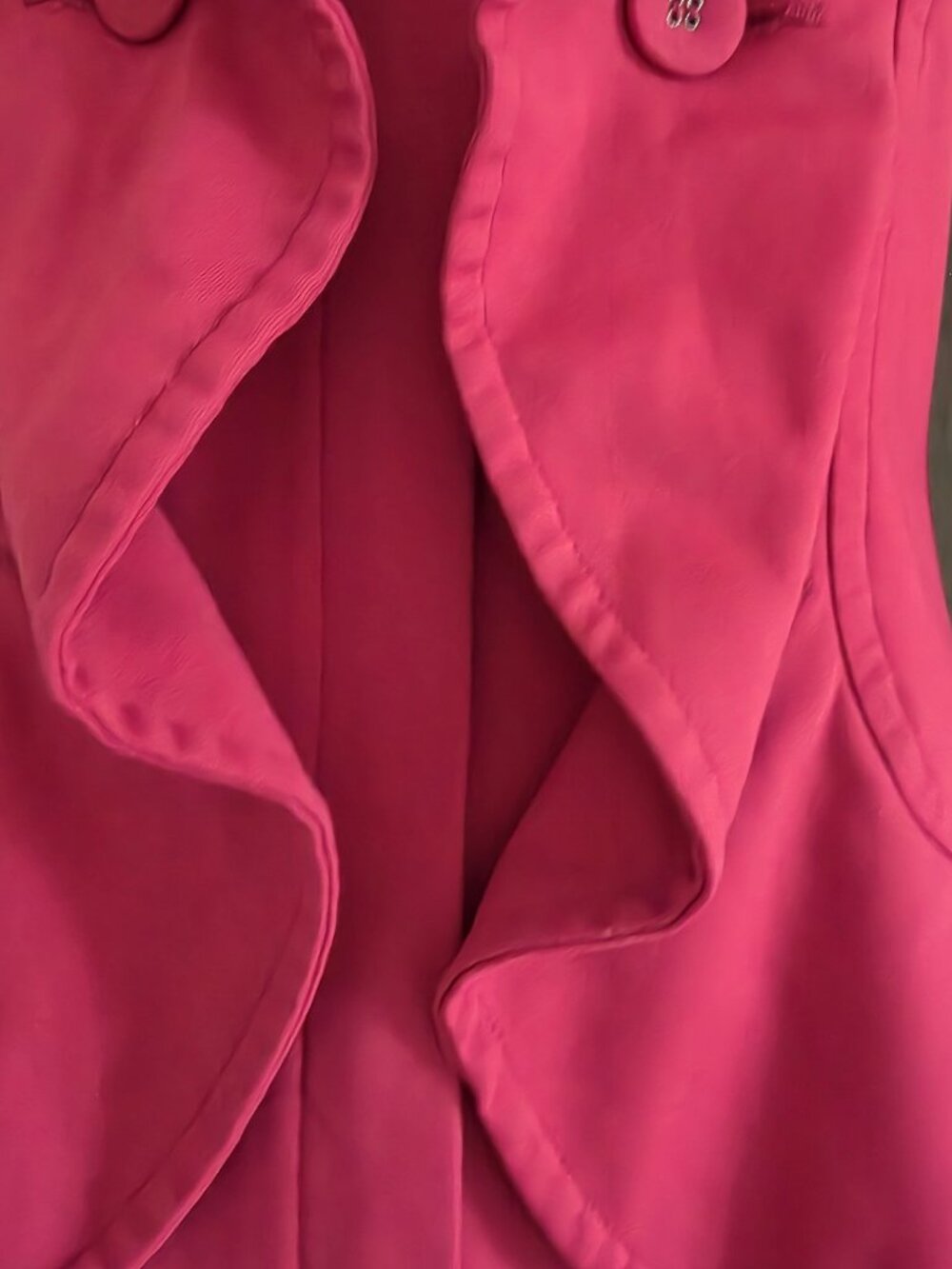 INC International Concepts Size S Red Jacket Coat Ruffled Front VG Condition - Picture 7 of 14